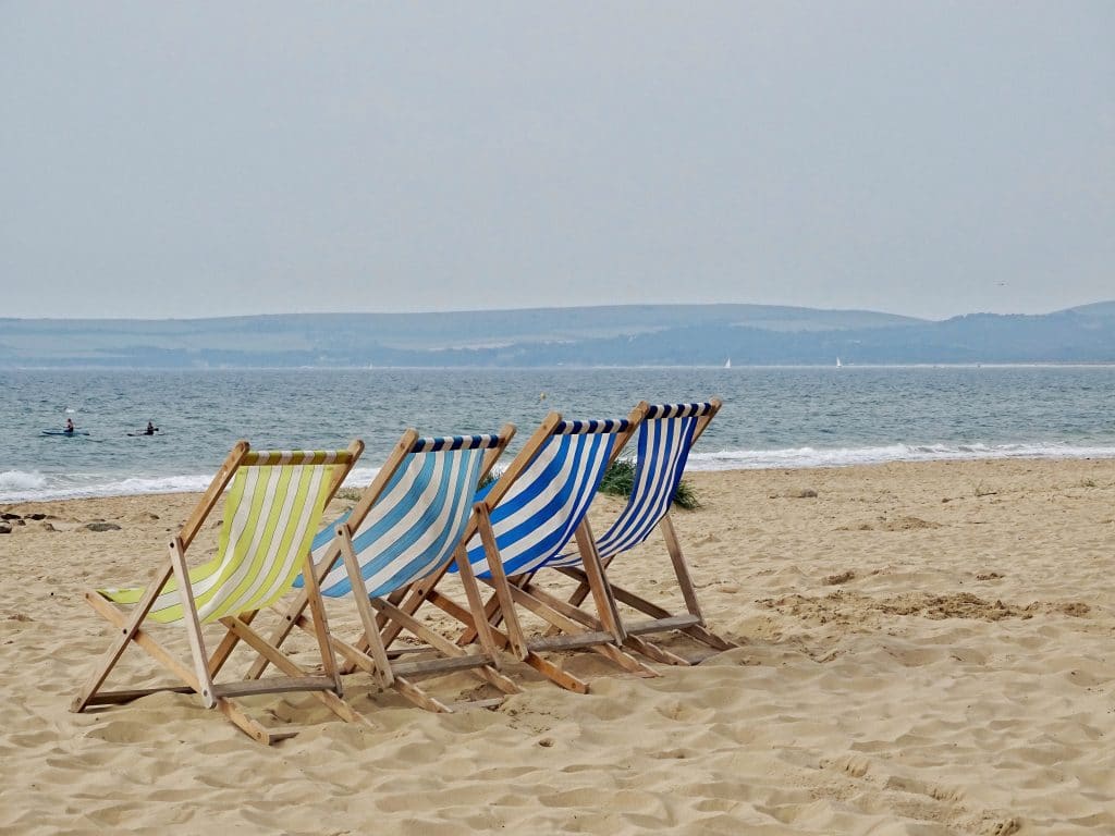 deck chairs on a beach